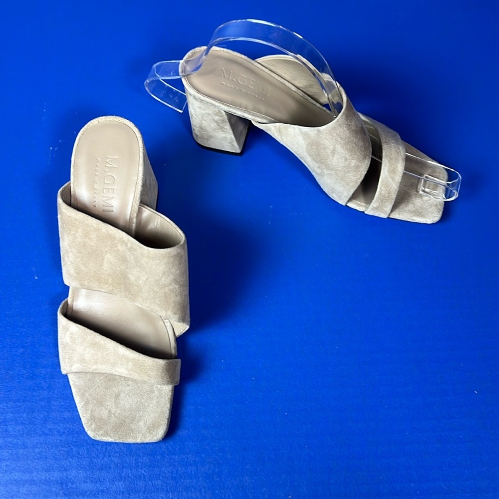 M Gemi Italian Leather Sandals Slides Heels Shoes 36 6